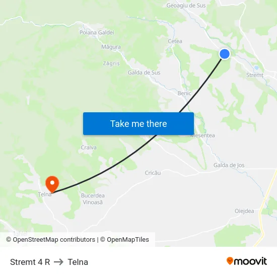 Stremt 4 R to Telna map