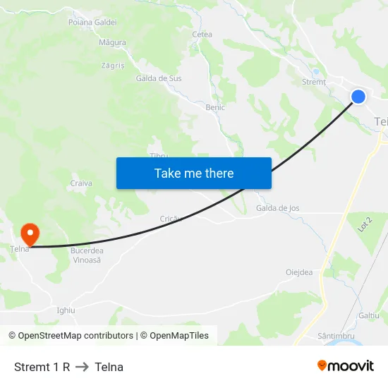 Stremt 1 R to Telna map