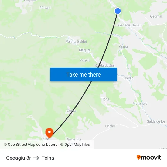Geoagiu 3r to Telna map