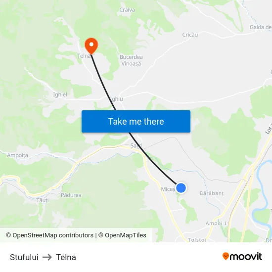 Stufului to Telna map