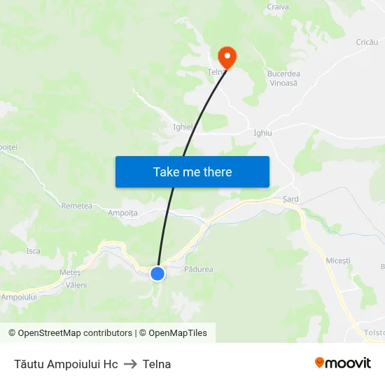 Tăutu Ampoiului Hc to Telna map