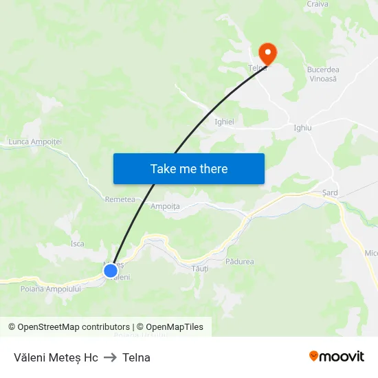 Văleni Meteș Hc to Telna map