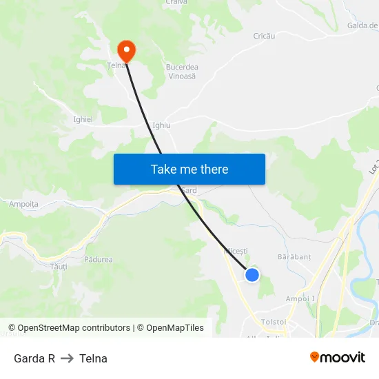 Garda R to Telna map