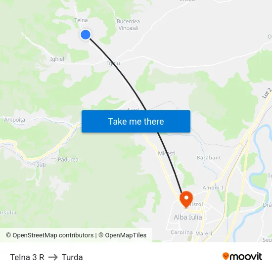 Telna 3 R to Turda map