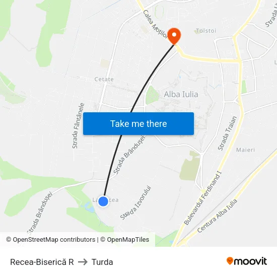 Recea-Biserică R to Turda map