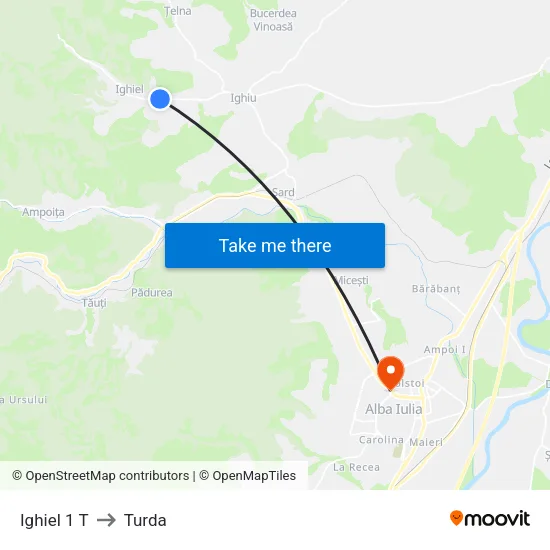 Ighiel 1 T to Turda map