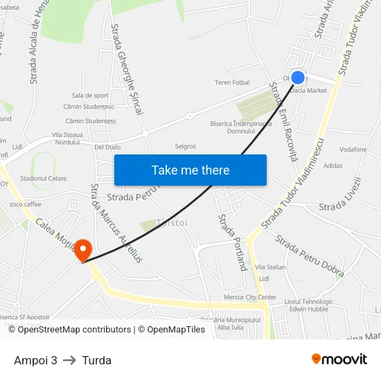 Ampoi 3 to Turda map