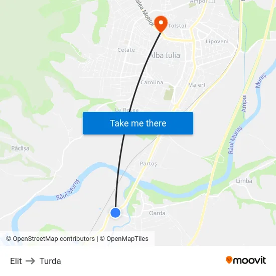 Elit to Turda map