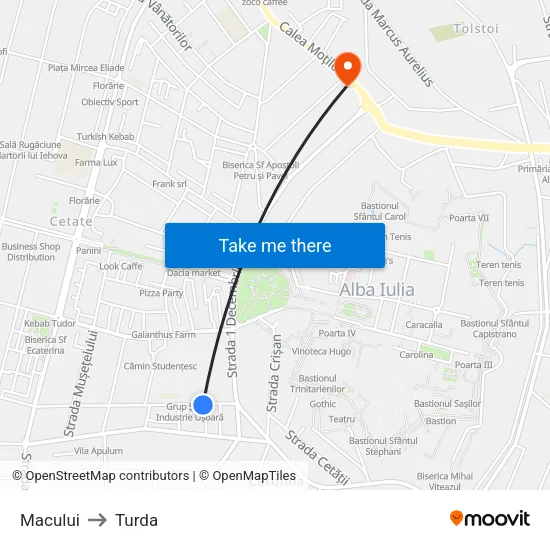 Macului to Turda map