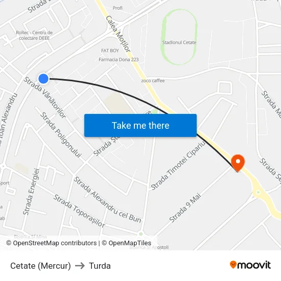 Mercur (L104) to Turda map