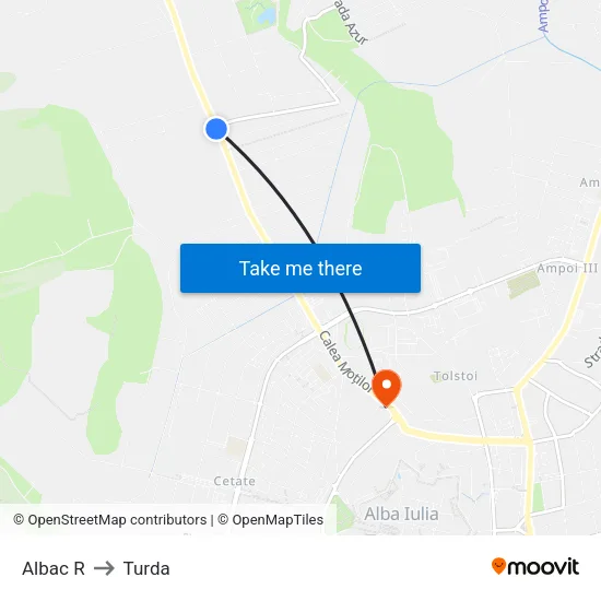 Albac R to Turda map