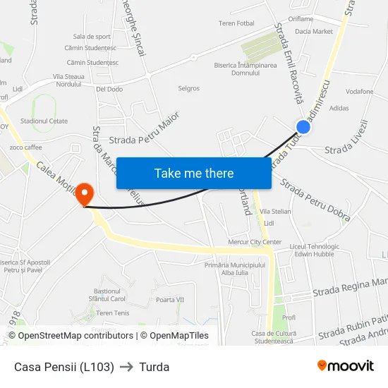 Casa Pensii (L103) to Turda map
