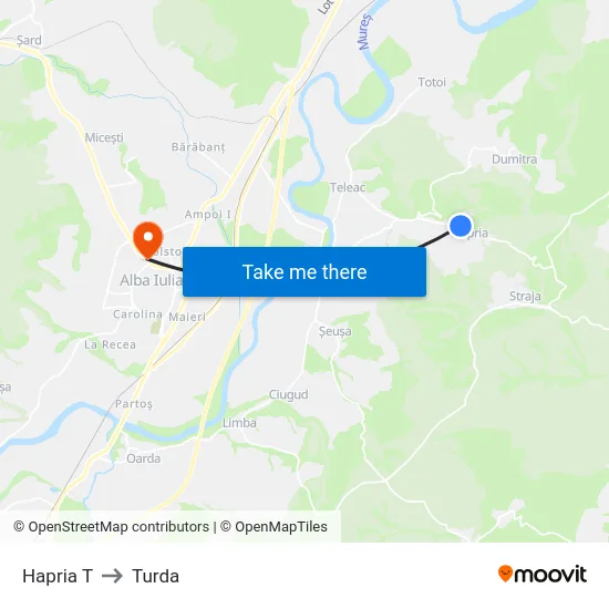 Hapria T to Turda map