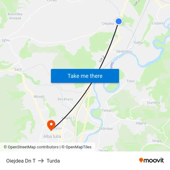 Oiejdea Dn T to Turda map