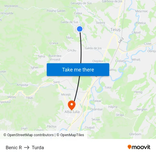 Benic R to Turda map