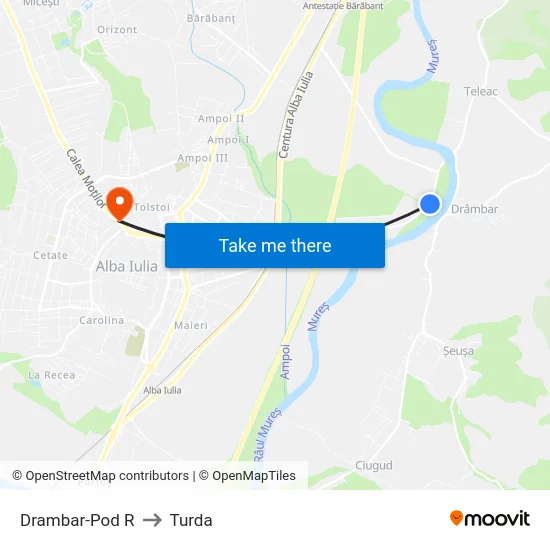 Drambar-Pod R to Turda map