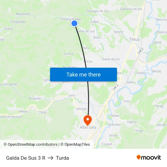 Galda De Sus 3 R to Turda map