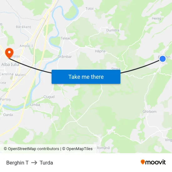 Berghin T to Turda map