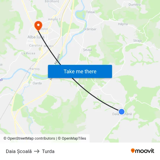 Daia Școală to Turda map