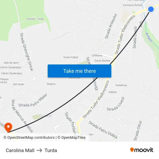 Carolina Mall to Turda map