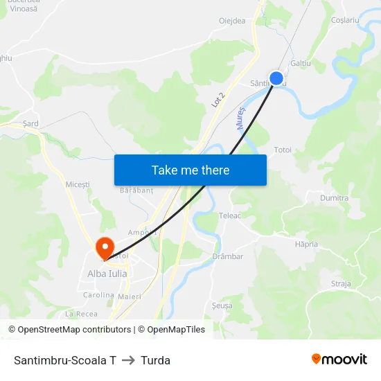 Santimbru-Scoala T to Turda map