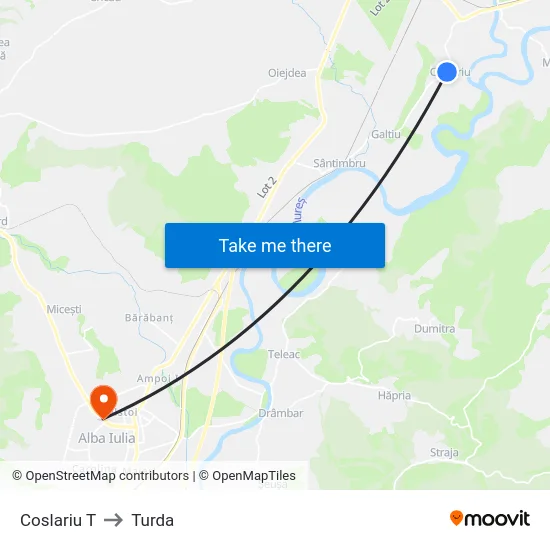 Coslariu T to Turda map