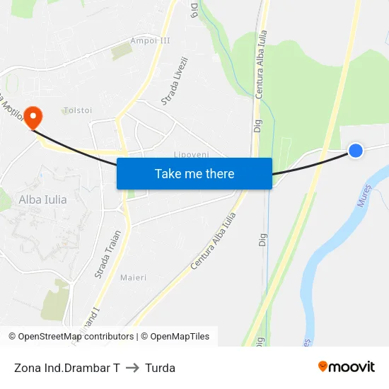 Zona Ind.Drambar T to Turda map