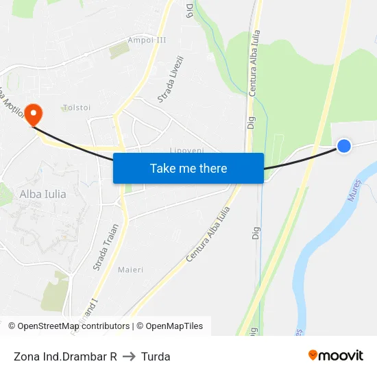 Zona Ind.Drambar R to Turda map