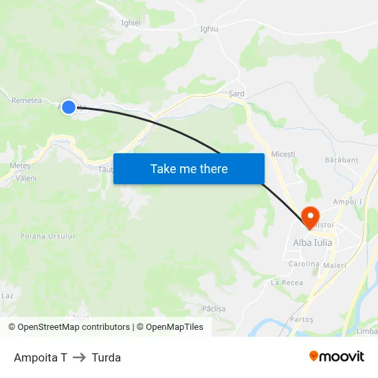 Ampoita T to Turda map