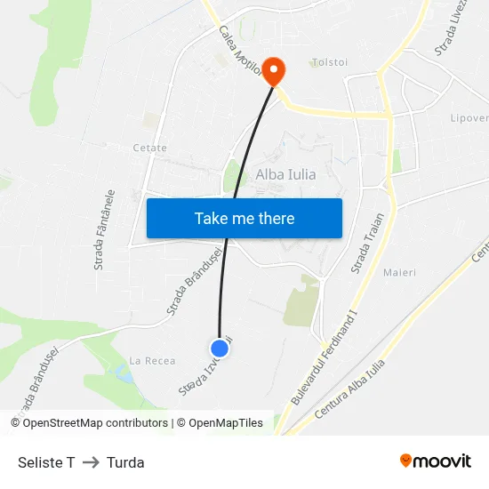 Seliste T to Turda map