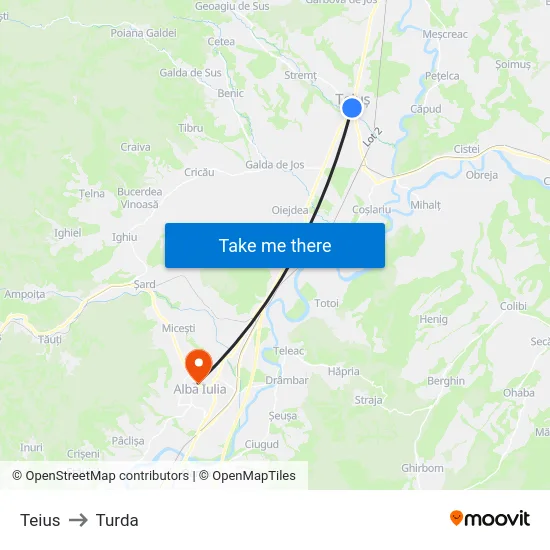 Teius to Turda map