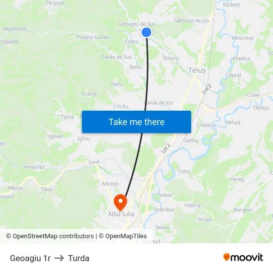 Geoagiu 1r to Turda map