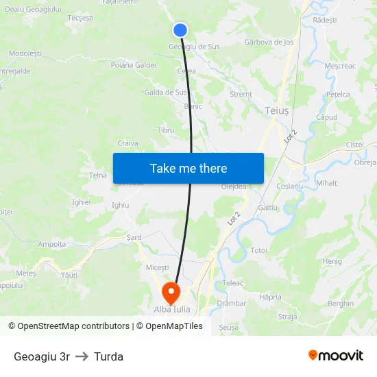 Geoagiu 3r to Turda map