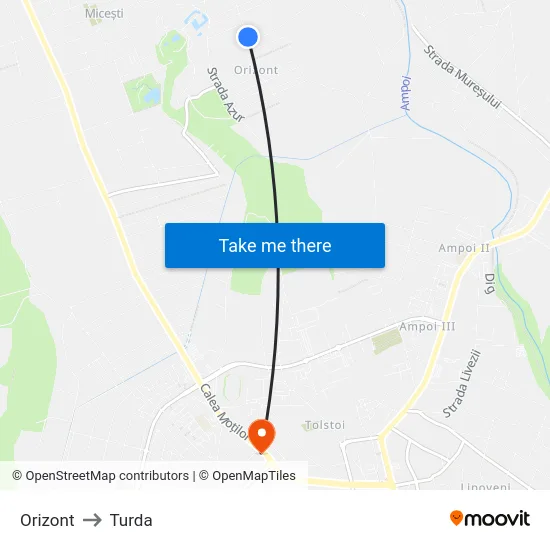 Orizont to Turda map