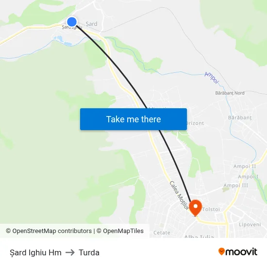 Șard Ighiu Hm to Turda map