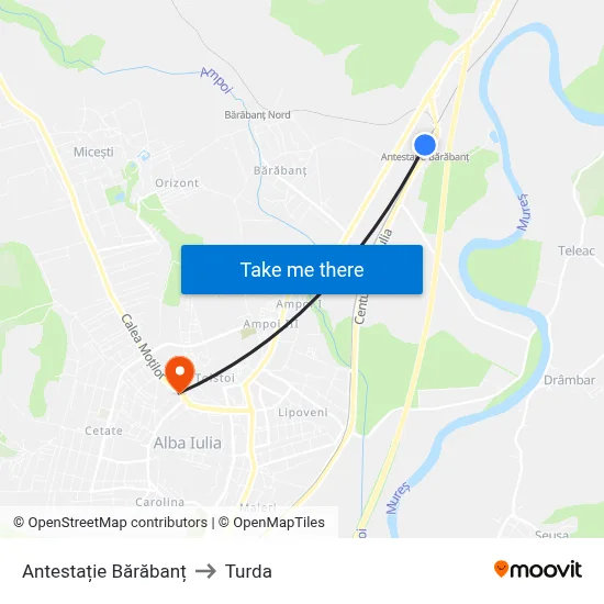 Antestație Bărăbanț to Turda map