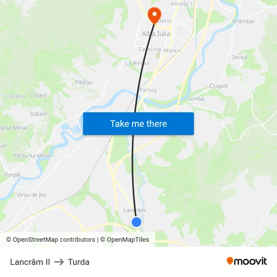 Lancrăm II to Turda map