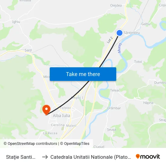 Santimbru 1t to Catedrala Unitatii Nationale (Platoul Romanilor) map
