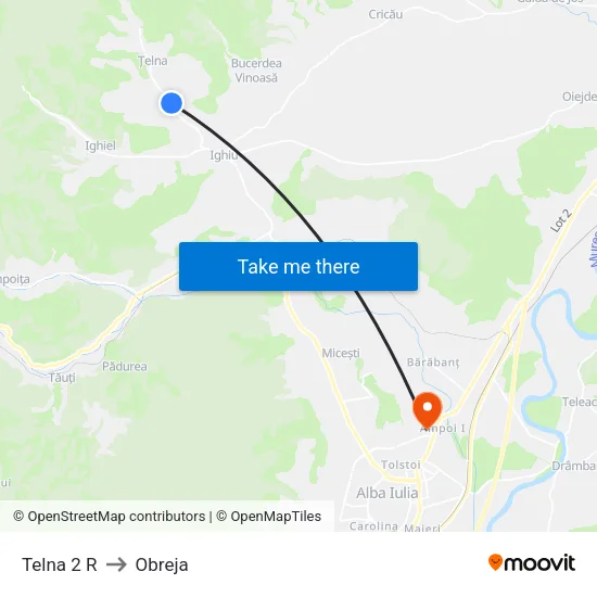 Telna 2 R to Obreja map