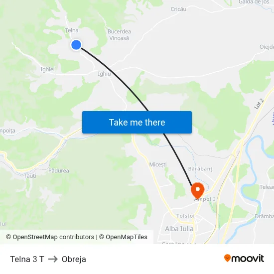 Telna 3 T to Obreja map