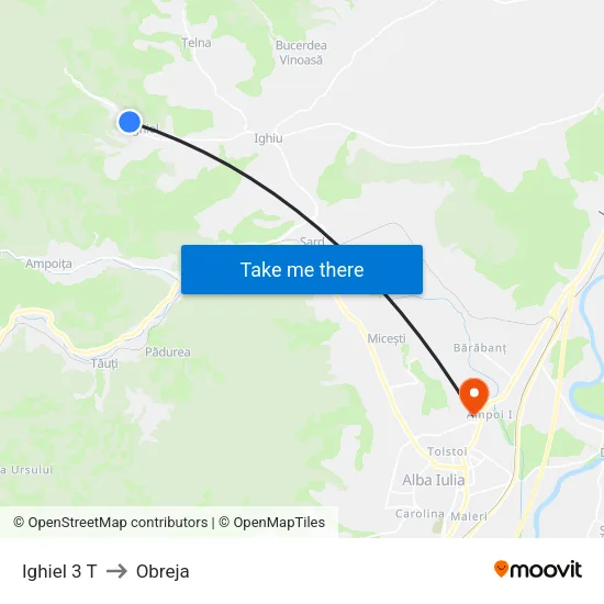 Ighiel 3 T to Obreja map