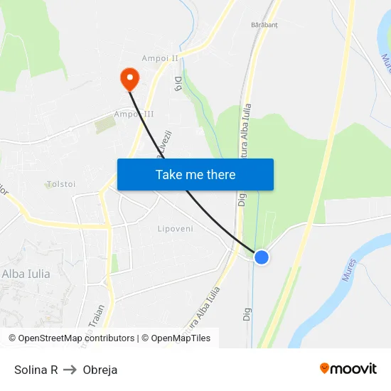 Solina R to Obreja map