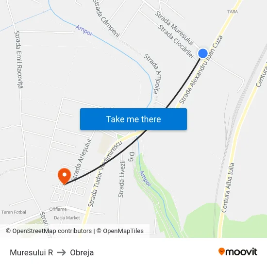 Muresului R to Obreja map