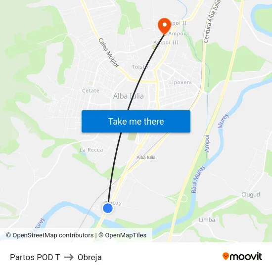 Partos POD T to Obreja map