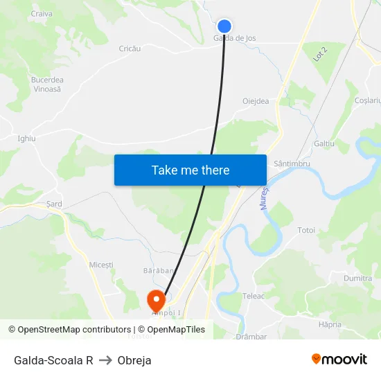 Galda-Scoala R to Obreja map