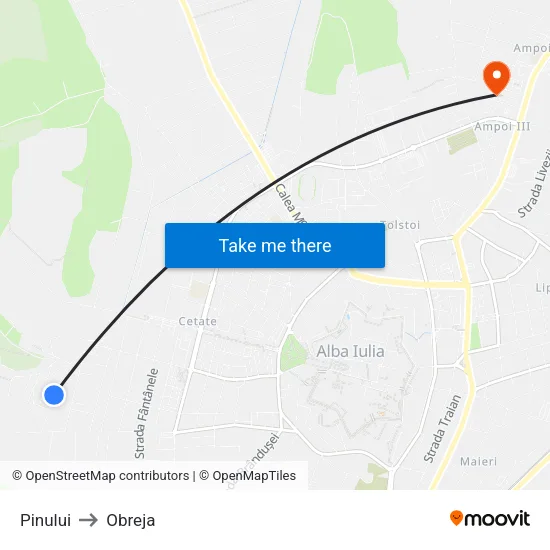 Pinului to Obreja map