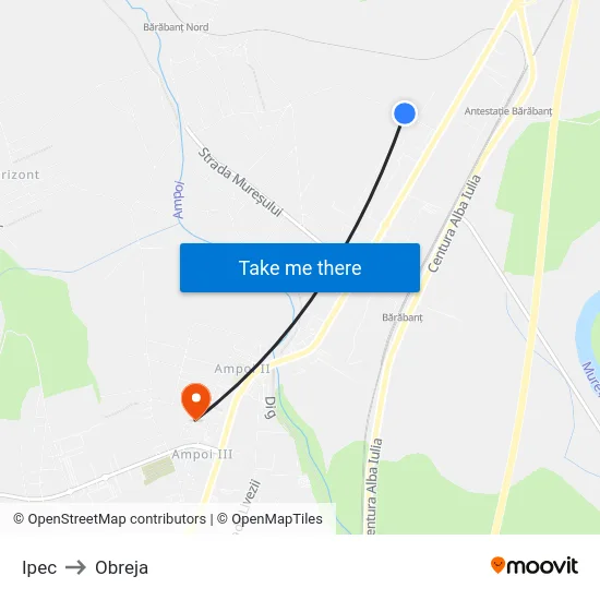 Ipec to Obreja map