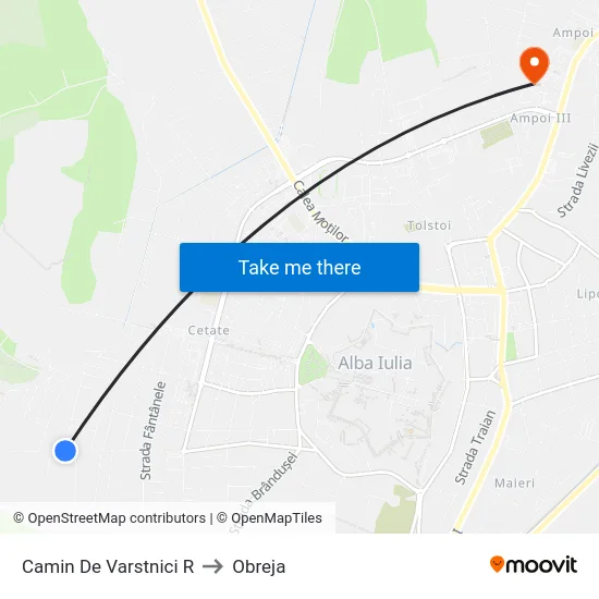 Camin De Varstnici R to Obreja map