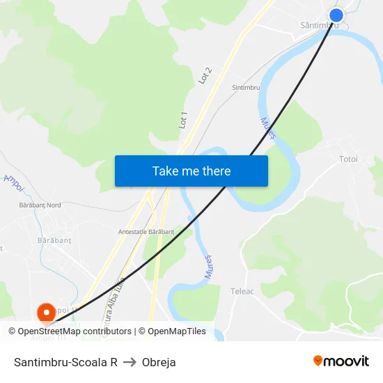 Santimbru-Scoala R to Obreja map