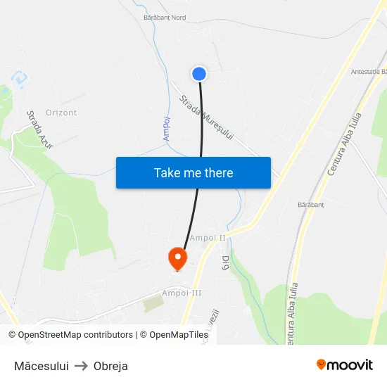 Măcesului to Obreja map
